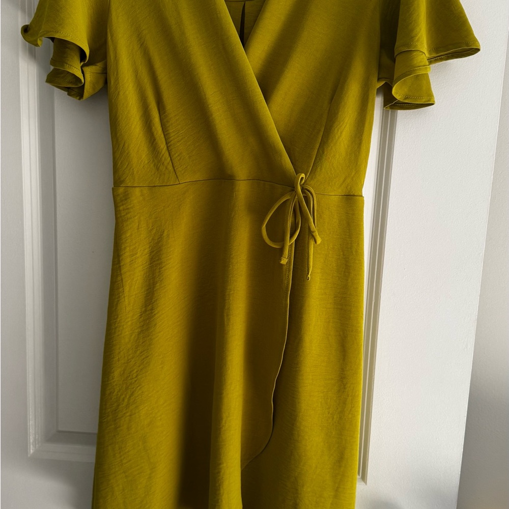 Elegant Olive Wrap Dress